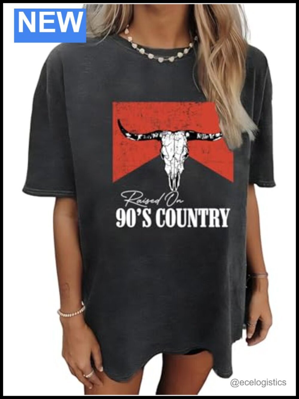 Oversized Graphic T-Shirt Raised on 90s Country Music Vintage Western Top Short